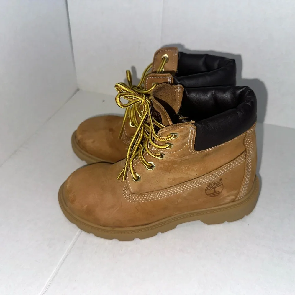 Timberland Kids Brown Boots with Yellow Laces
